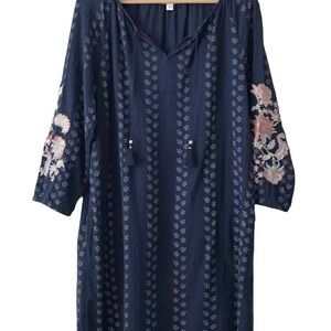 J. Jill Midnight Blue Embroidered Mini Dress
